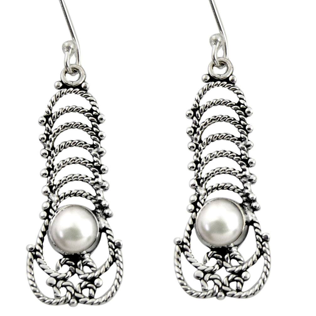 white pearl 925 sterling silver dangle earrings jewelry d38042