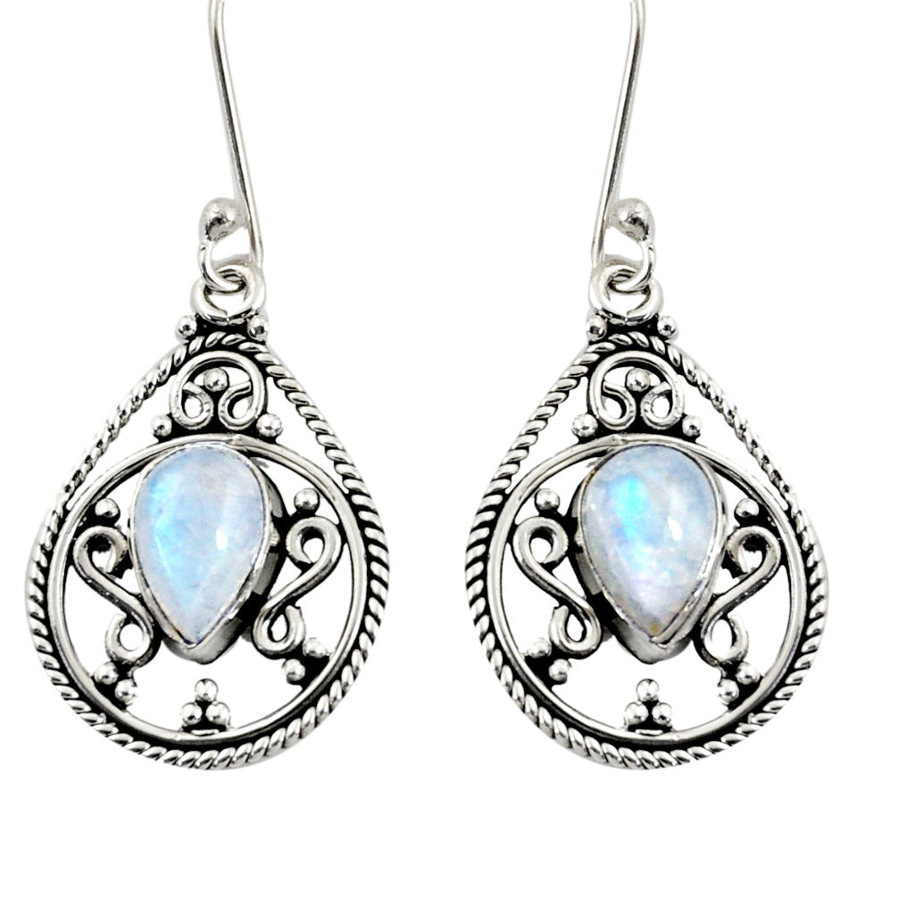 rainbow moonstone 925 sterling silver dangle earrings d38046