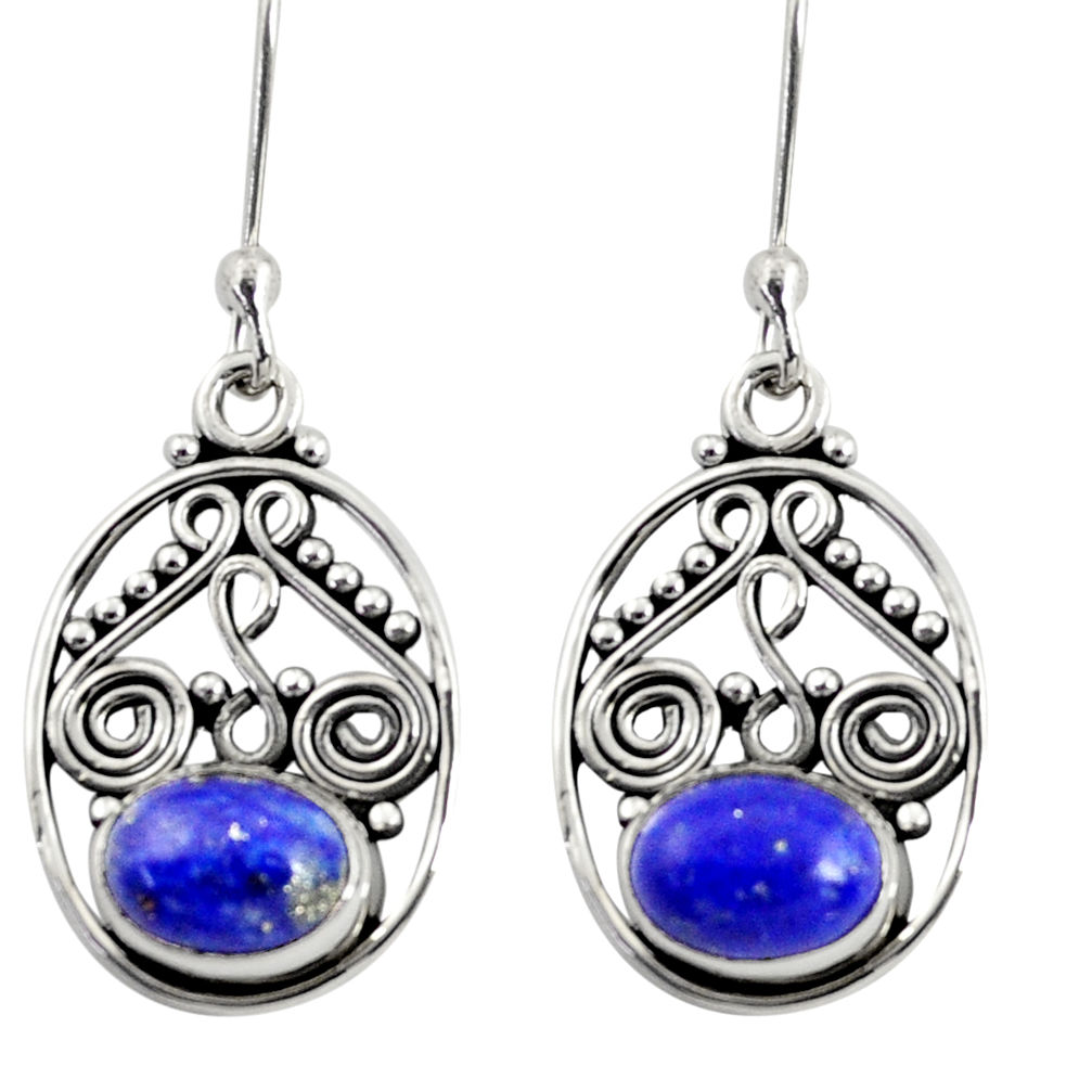 blue lapis lazuli 925 sterling silver dangle earrings d38055