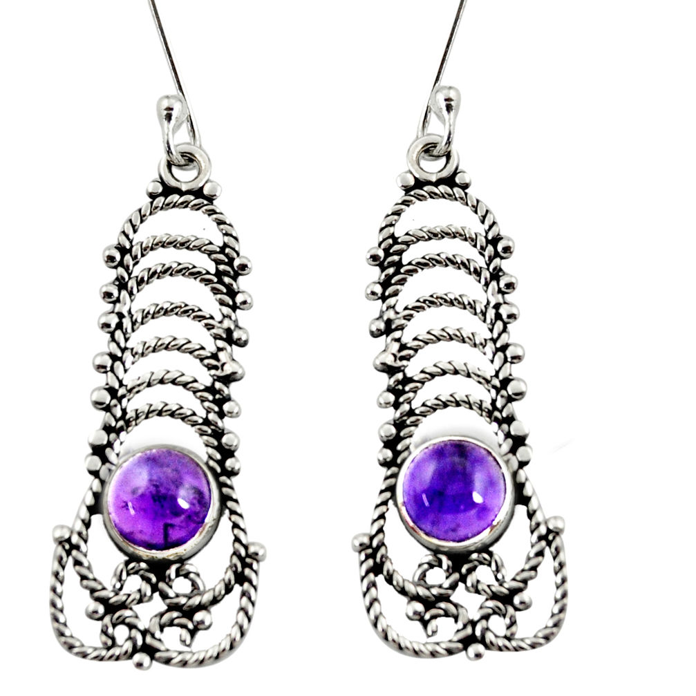 2.41cts natural purple amethyst 925 sterling silver dangle earrings d38061