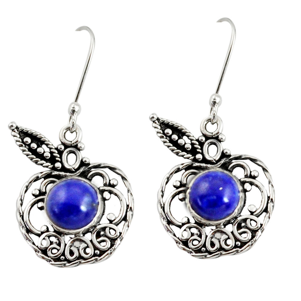2.46cts natural blue lapis lazuli 925 sterling silver dangle earrings d38066