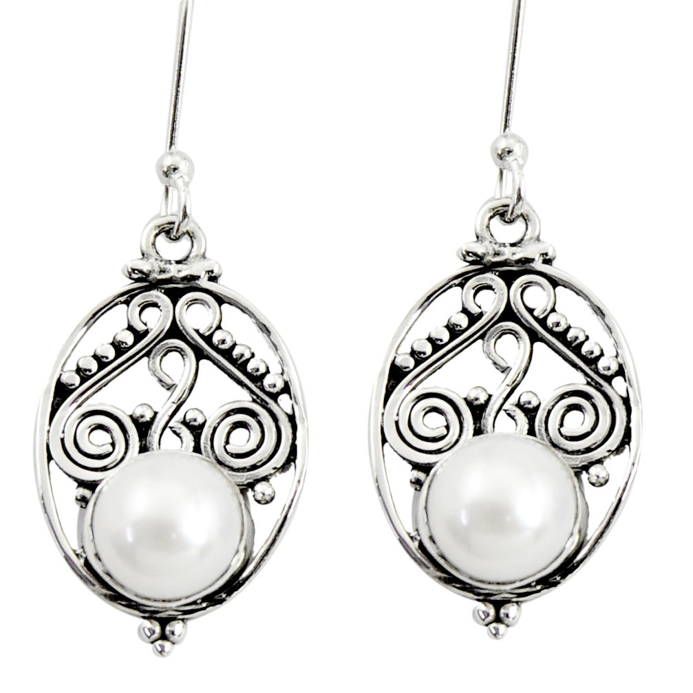 5.39cts natural white pearl 925 sterling silver dangle earrings jewelry d38069