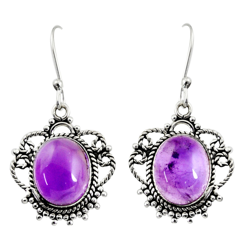 925 sterling silver 9.65cts natural purple amethyst dangle earrings d38074