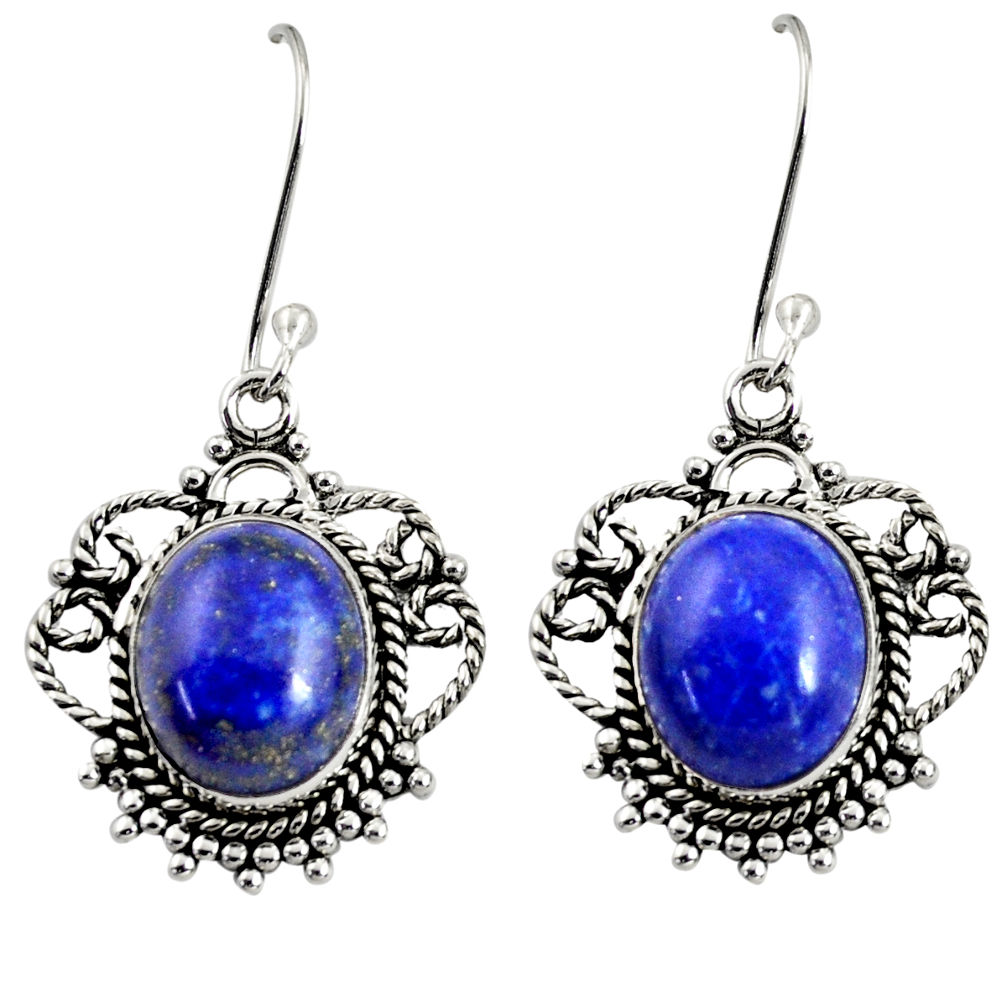 9.31cts natural blue lapis lazuli 925 sterling silver dangle earrings d38075