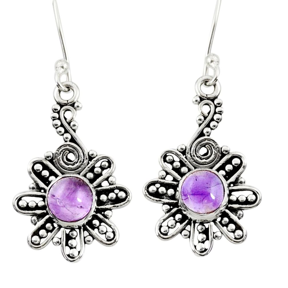 2.22cts natural purple amethyst 925 sterling silver dangle earrings d38077