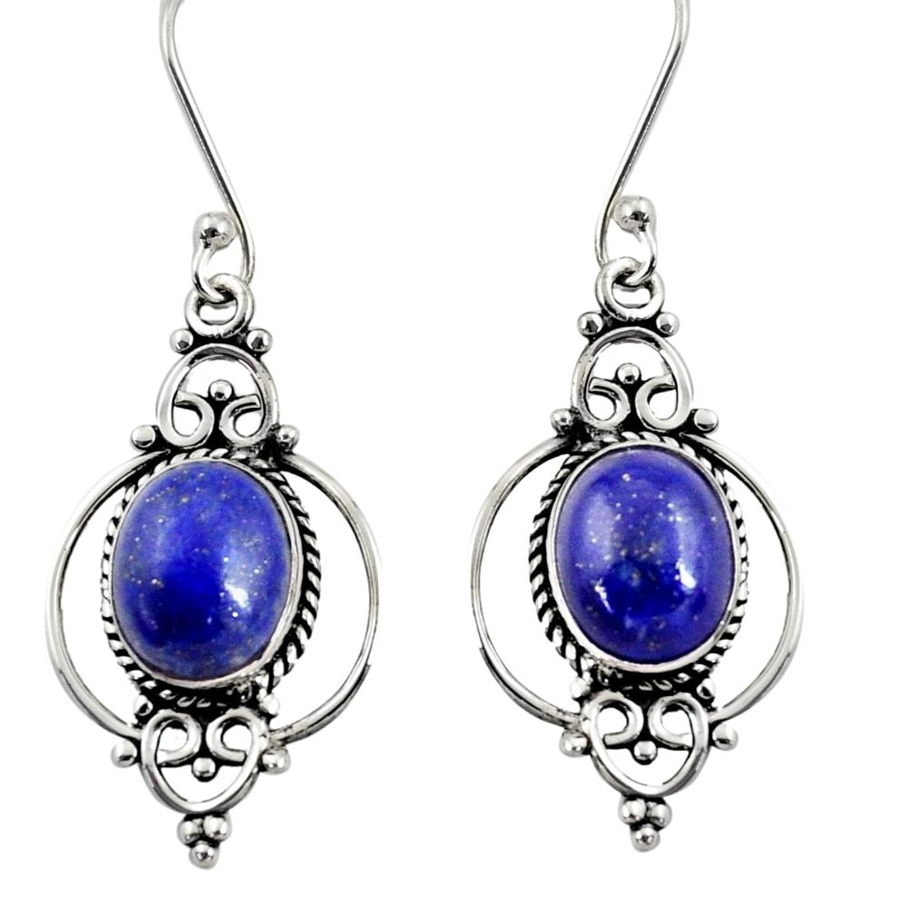 925 sterling silver 8.32cts natural blue lapis lazuli dangle earrings d38088