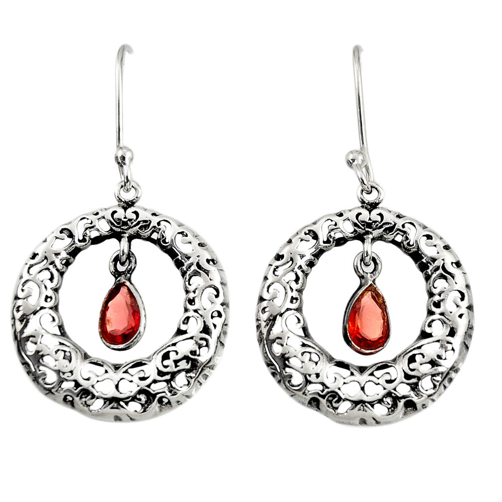 2.33cts natural red garnet 925 sterling silver dangle earrings jewelry d38118