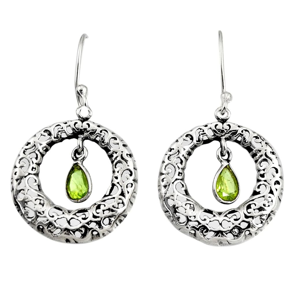 2.34cts natural green peridot 925 sterling silver dangle earrings jewelry d38119