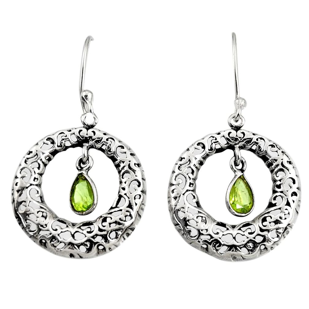 925 sterling silver 2.44cts natural green peridot dangle earrings jewelry d38120