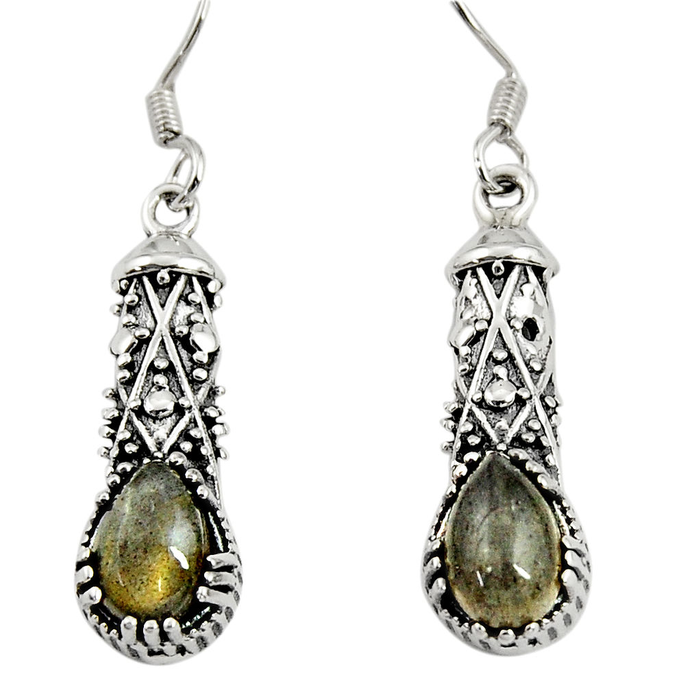 4.22cts natural blue labradorite 925 sterling silver dangle earrings d38121