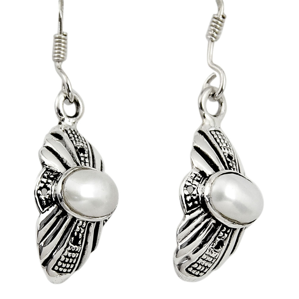 3.18cts natural white pearl 925 sterling silver dangle earrings jewelry d38125