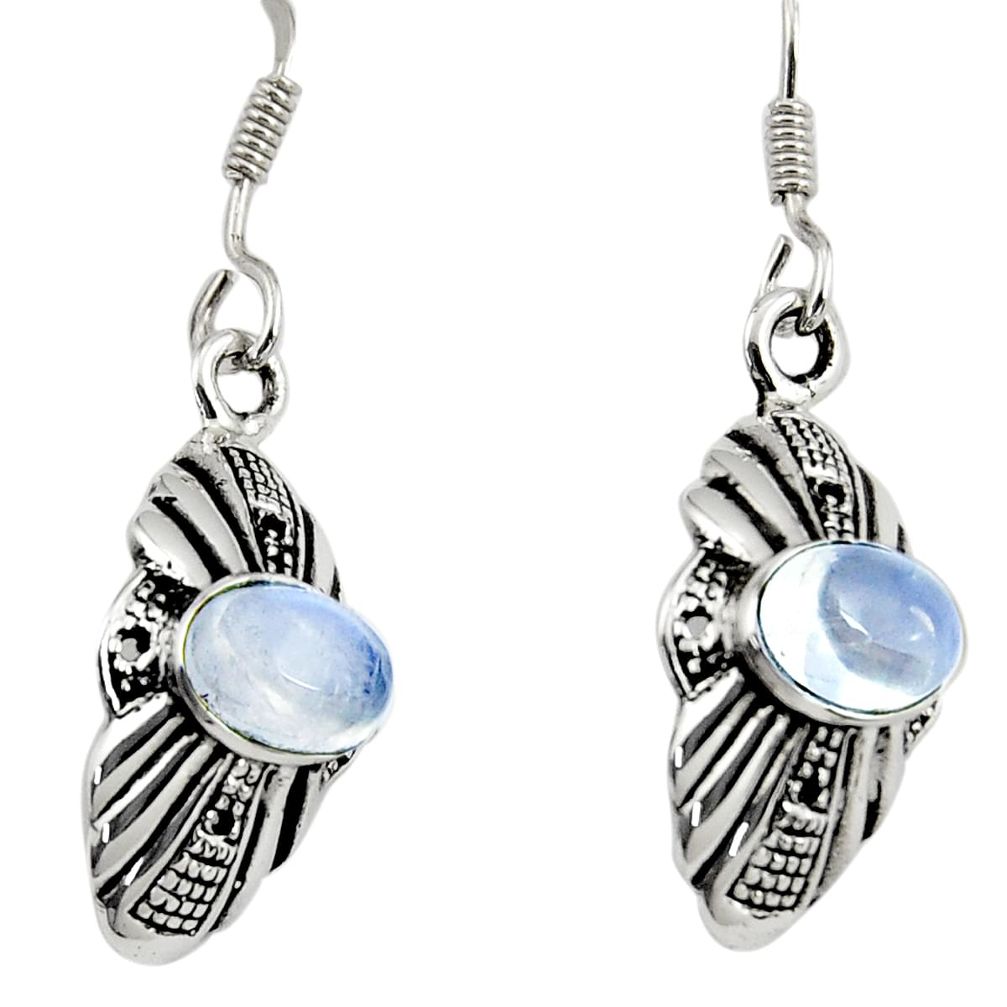 3.66cts natural rainbow moonstone 925 sterling silver dangle earrings d38126