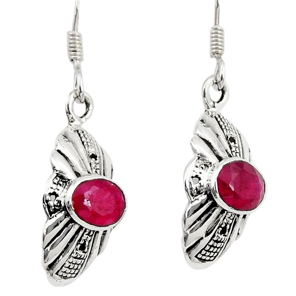 3.31cts natural red ruby 925 sterling silver dangle earrings jewelry d38130