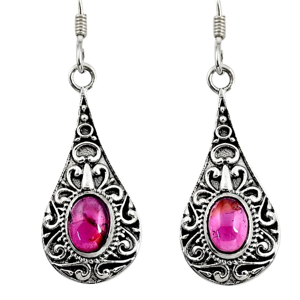 925 sterling silver 4.30cts natural red garnet dangle earrings jewelry d38151