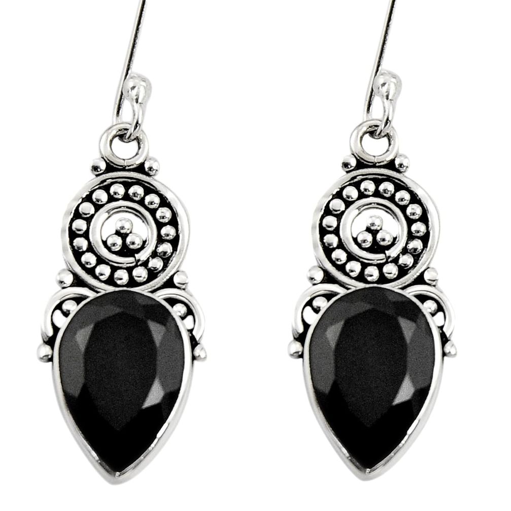 7.69cts natural black onyx 925 sterling silver dangle earrings jewelry d38152