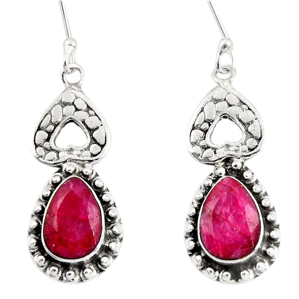 8.22cts natural red ruby 925 sterling silver dangle earrings jewelry d38157