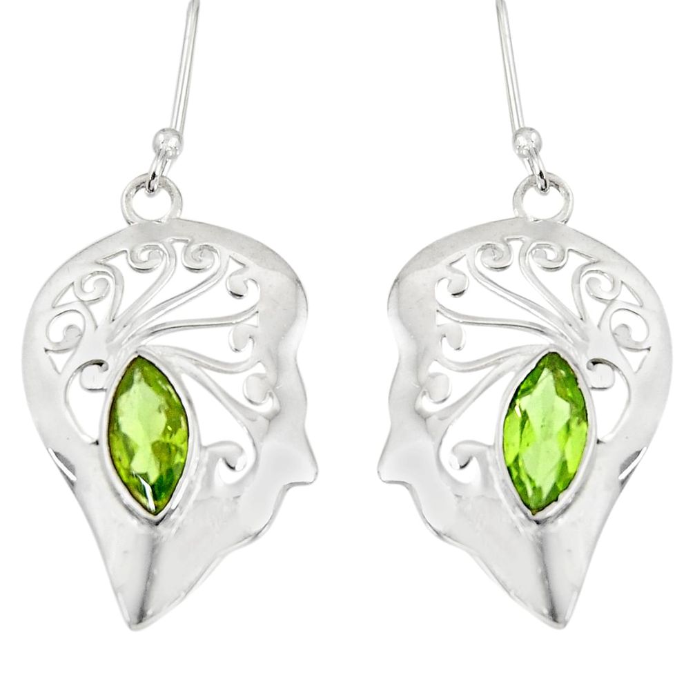 5.16cts natural green peridot 925 sterling silver earrings jewelry d38201
