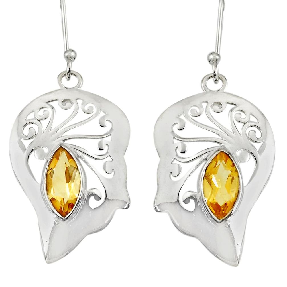 925 sterling silver 5.16cts natural yellow citrine earrings jewelry d38213