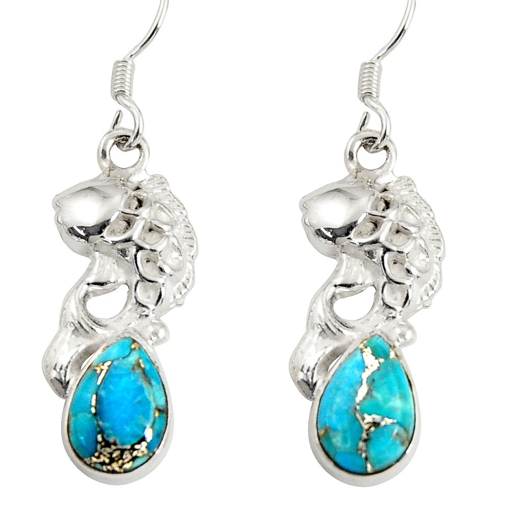 per turquoise 925 sterling silver fish earrings jewelry d38226