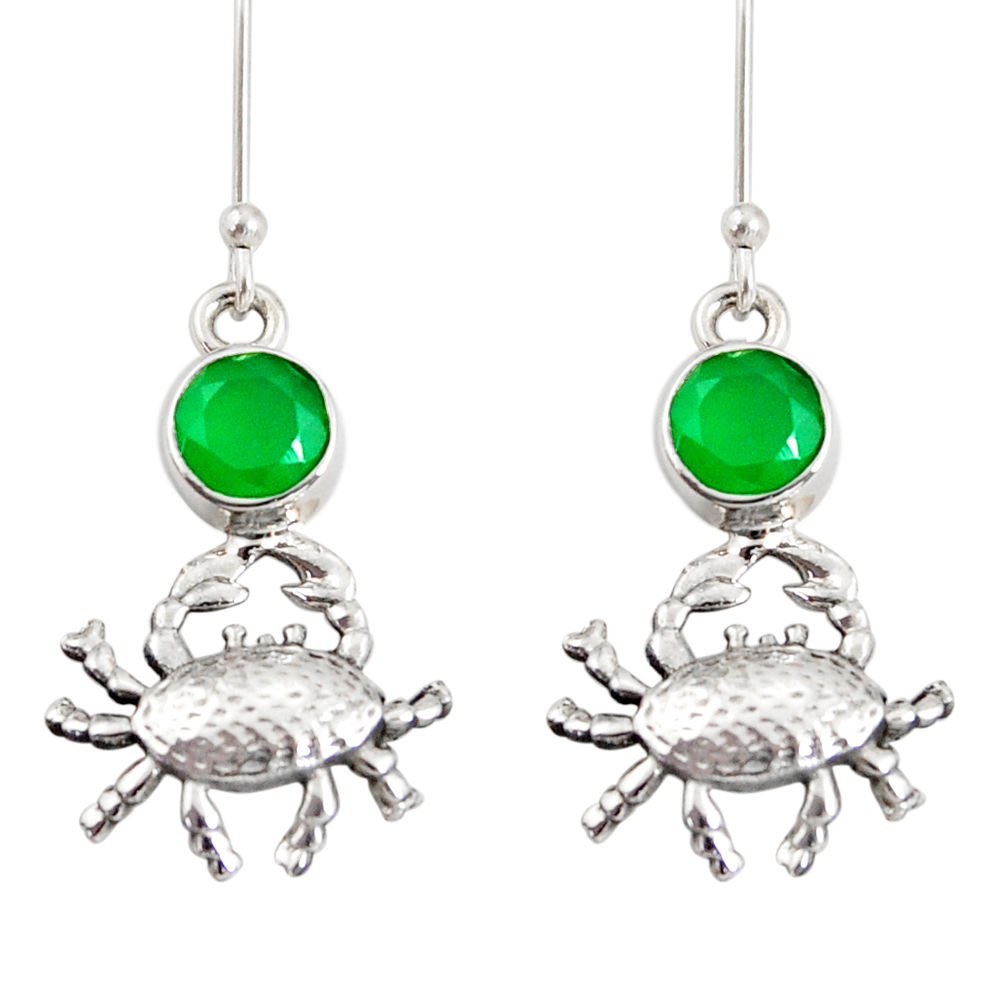 green chalcedony 925 sterling silver crab earrings d38241