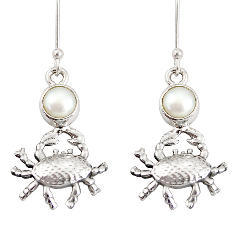 white pearl 925 sterling silver crab earrings jewelry d38245