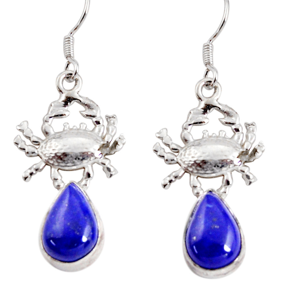 8.70cts natural blue lapis lazuli 925 sterling silver crab earrings d38246