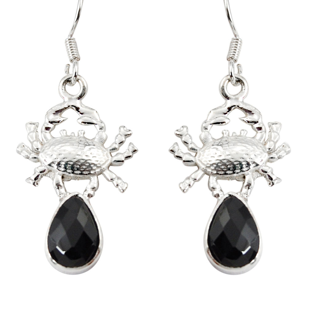 black onyx 925 sterling silver crab earrings jewelry d38247