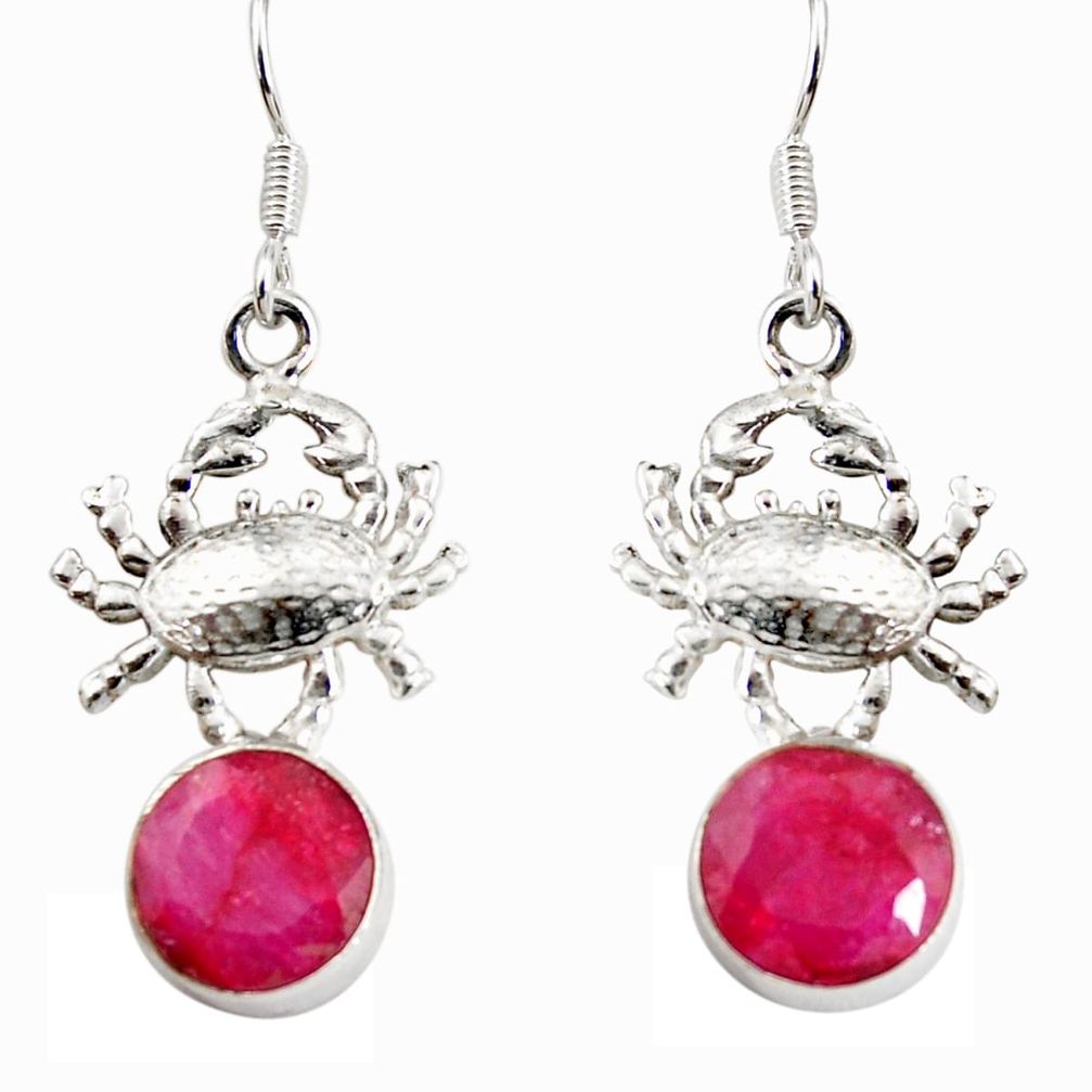 red ruby 925 sterling silver crab earrings jewelry d38249