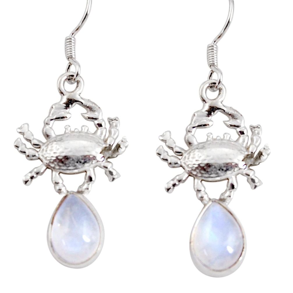 6.03cts natural rainbow moonstone 925 sterling silver crab earrings d38256
