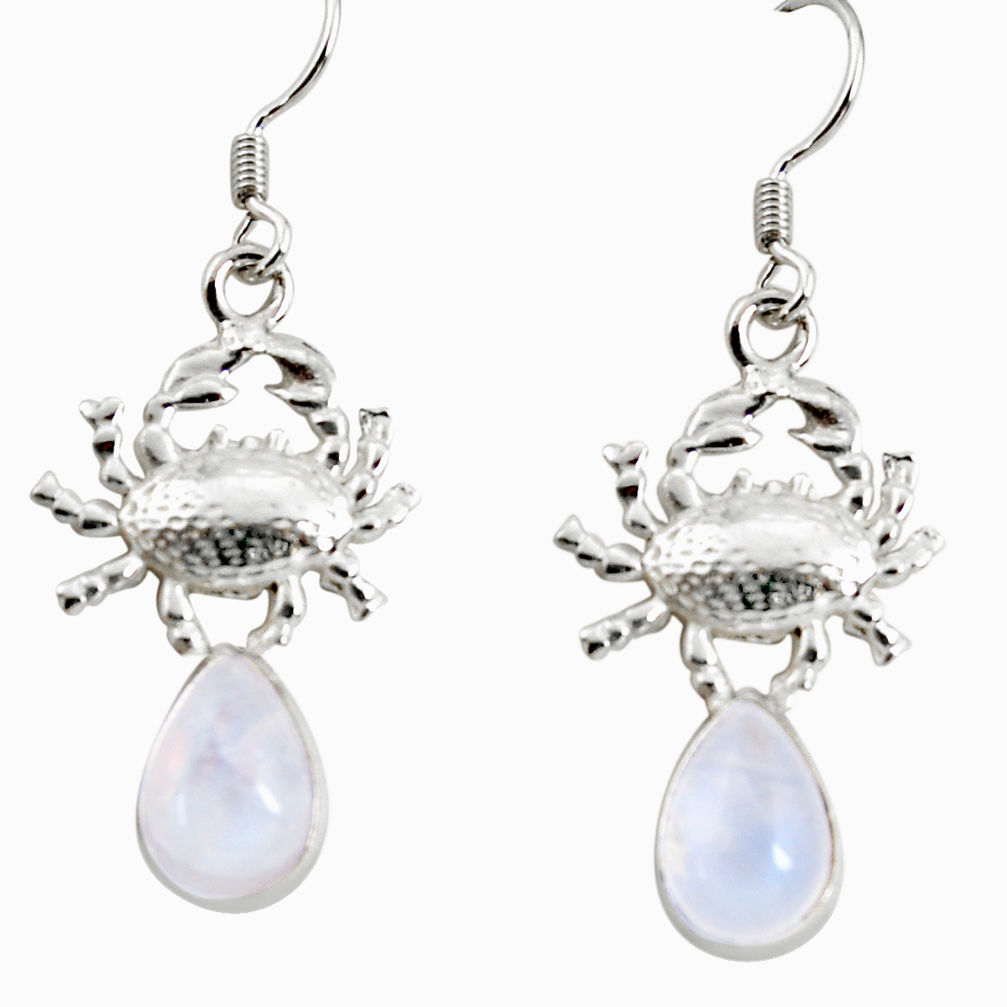 6.26cts natural rainbow moonstone 925 sterling silver crab earrings d38257