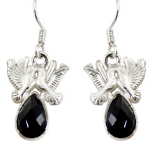 925 sterling silver 5.42cts natural black onyx pear love birds earrings d38271