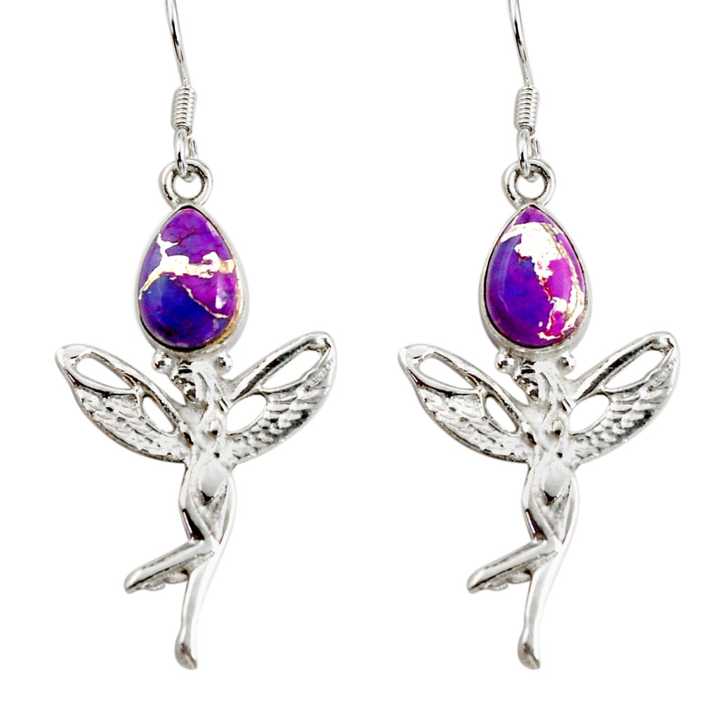 opper turquoise 925 silver angel wings fairy earrings d38273