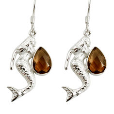 Clearance Sale- oky topaz 925 sterling silver fairy mermaid earrings d38274