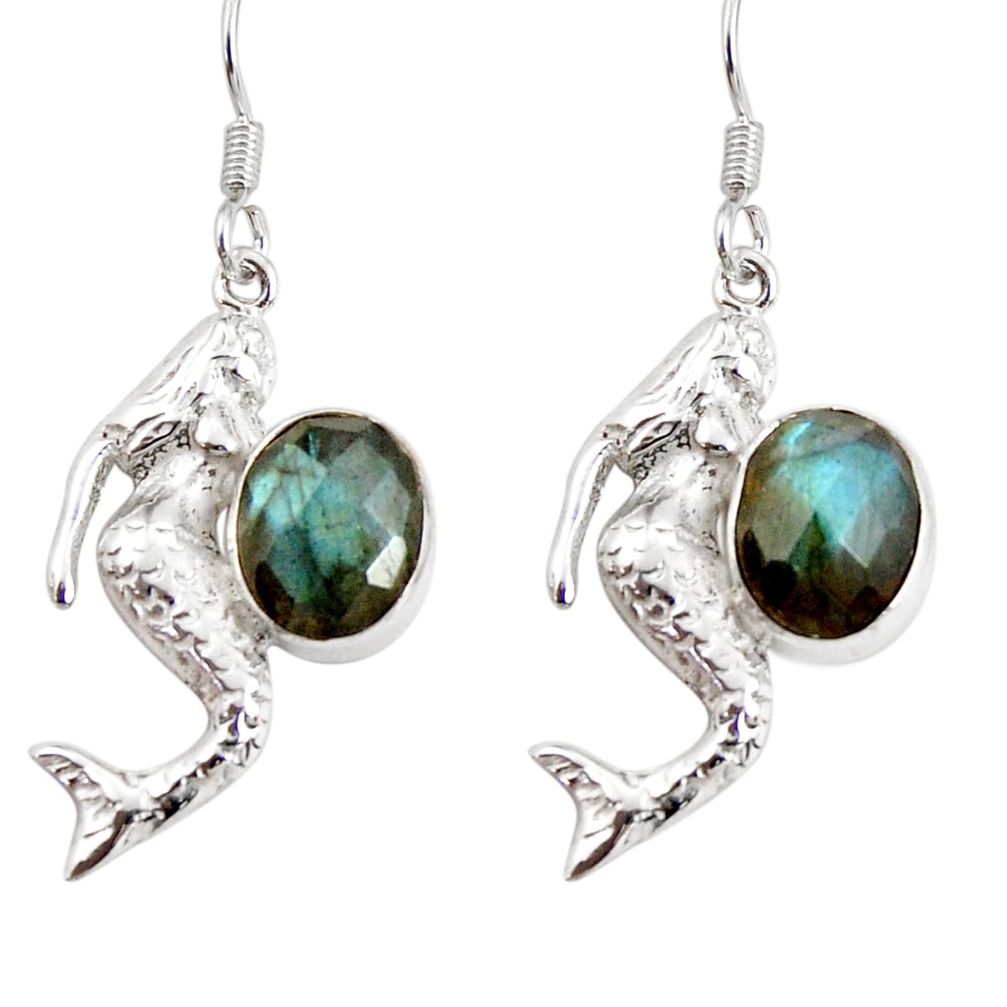 925 silver 8.25cts natural blue labradorite fairy mermaid earrings d38275