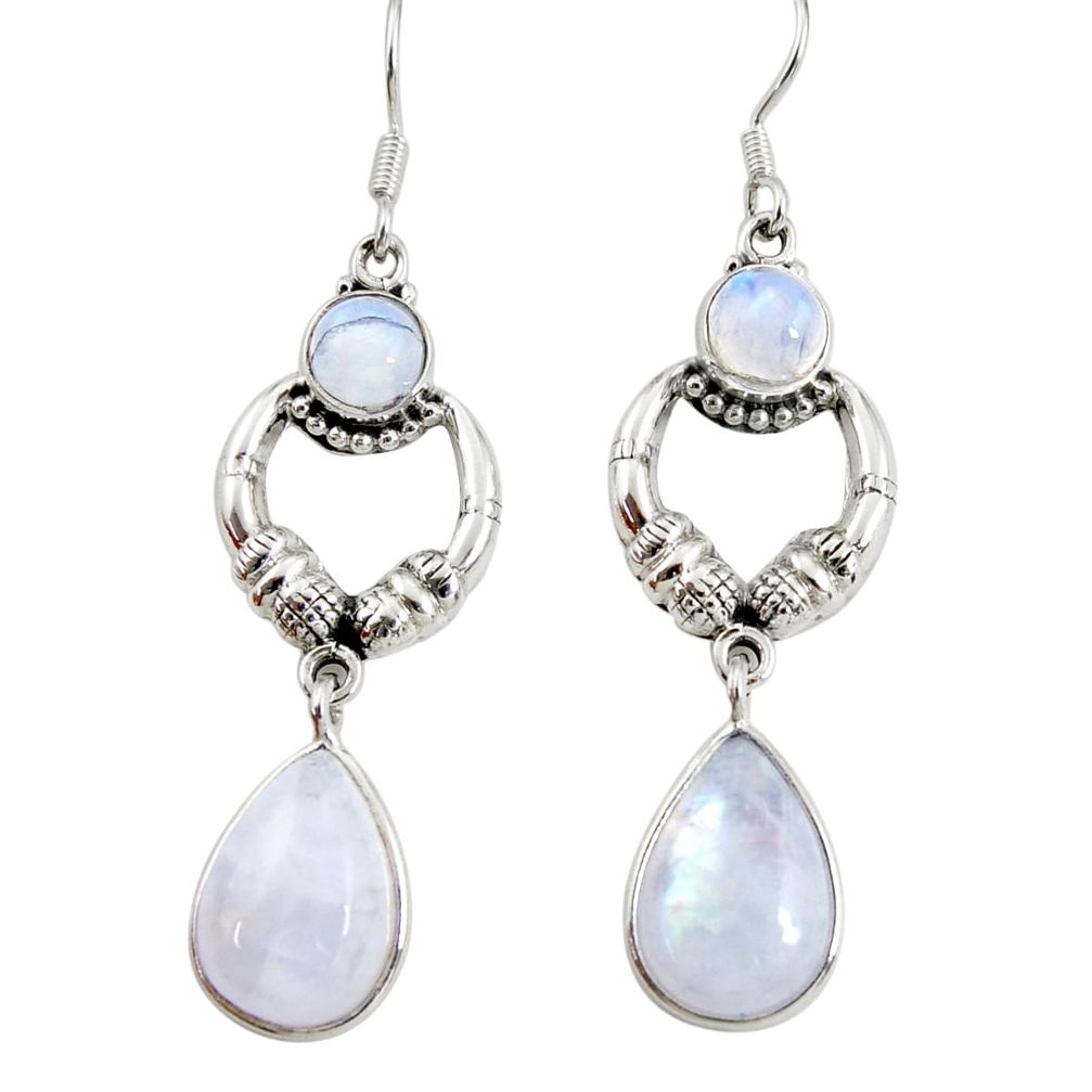 12.02cts natural rainbow moonstone 925 silver love birds earrings d38277