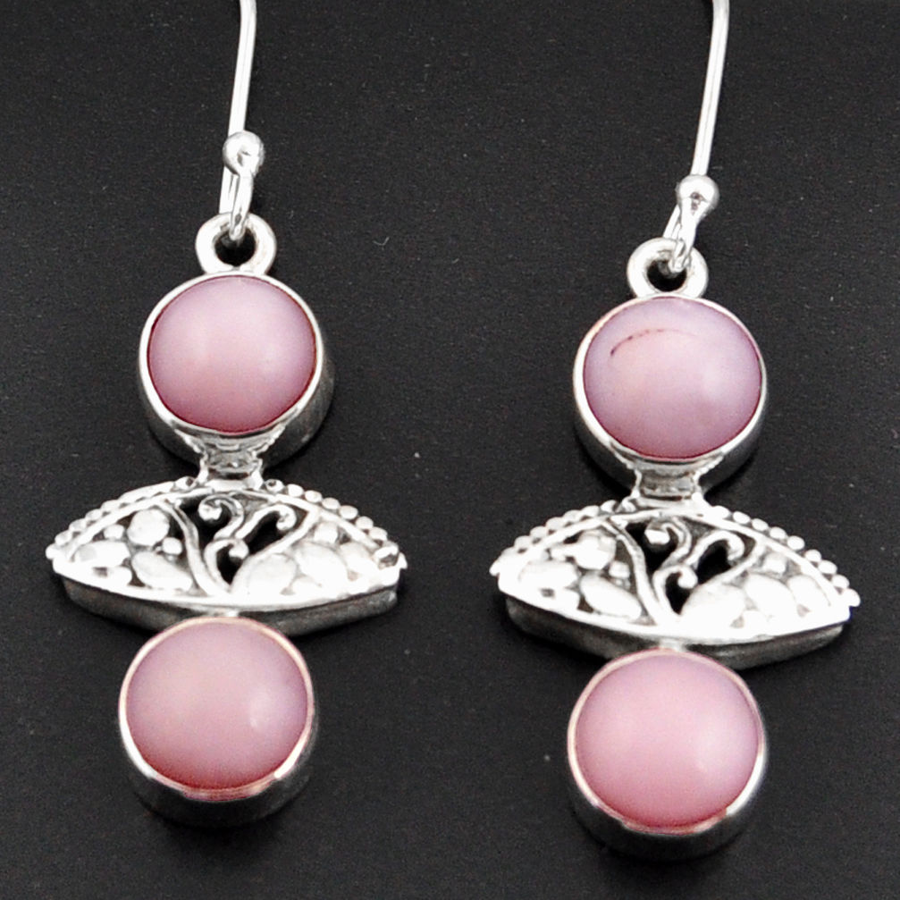 11.44cts natural pink opal 925 sterling silver dangle earrings jewelry d38283