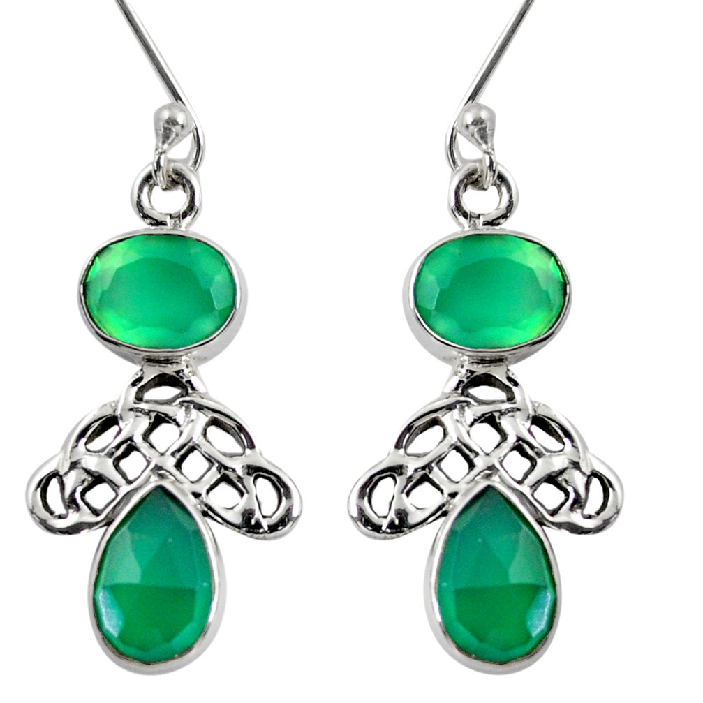 ver 7.89cts natural green chalcedony dangle earrings d38419