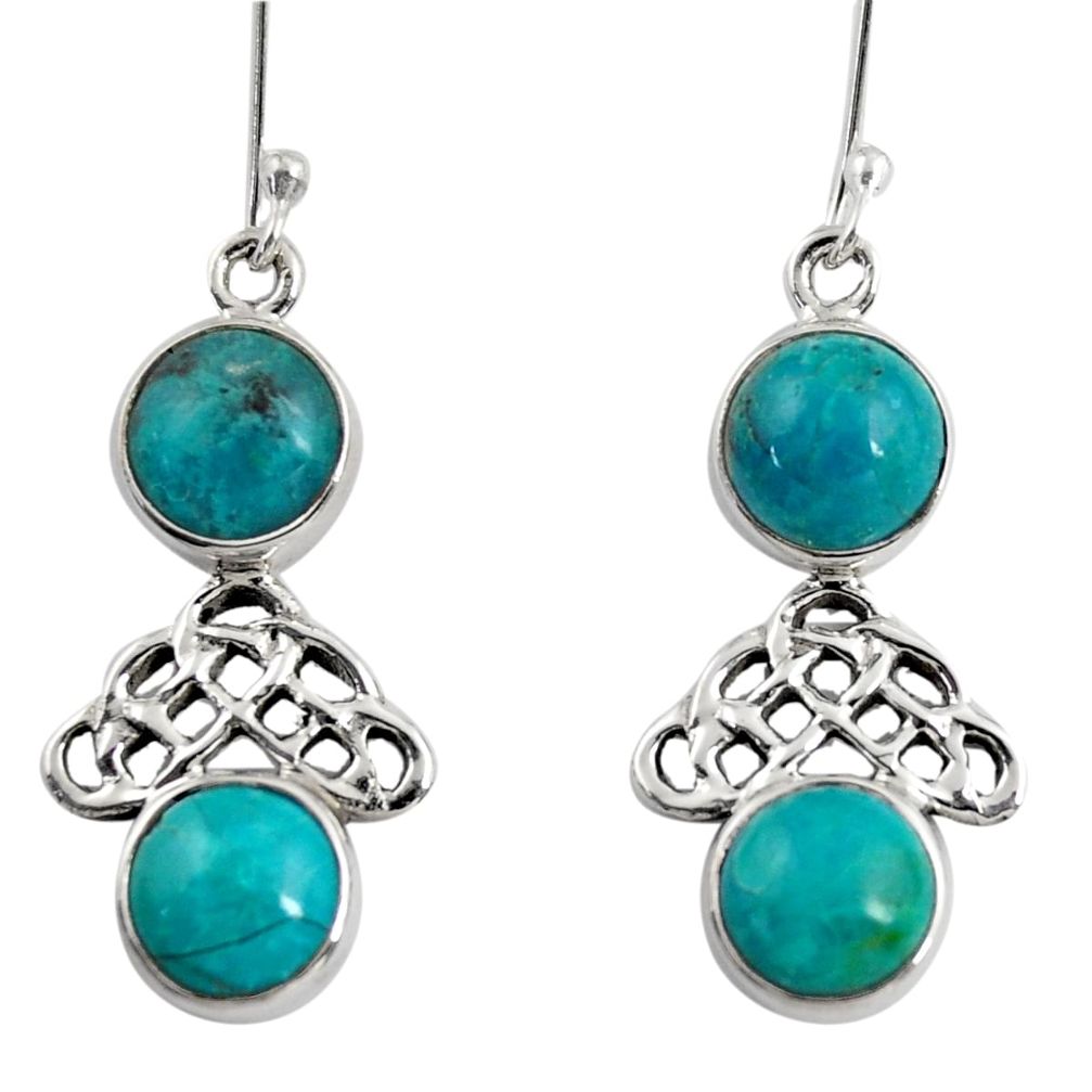 12.07cts natural green chrysocolla 925 sterling silver dangle earrings d38420