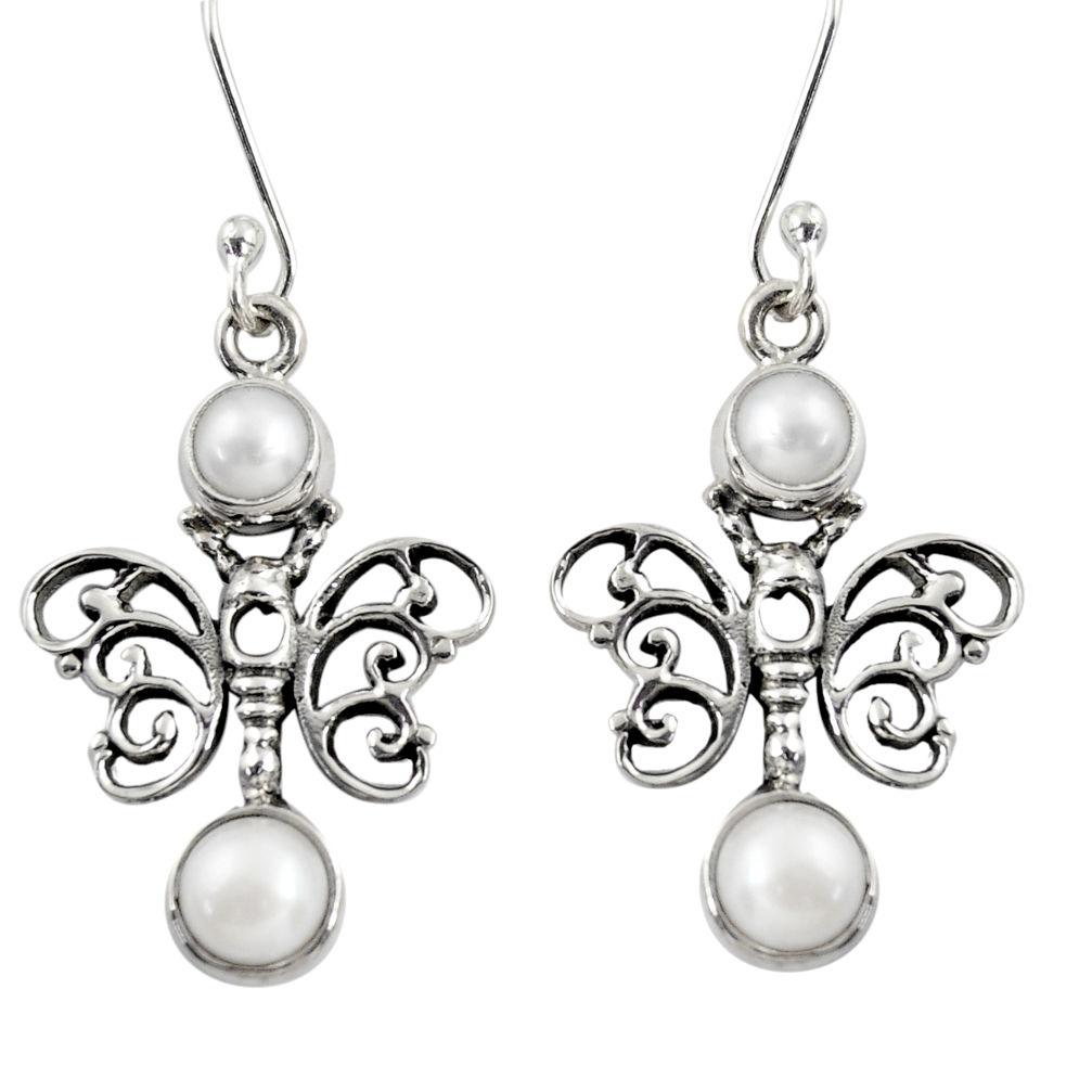 ver 4.21cts natural white pearl butterfly earrings d38424
