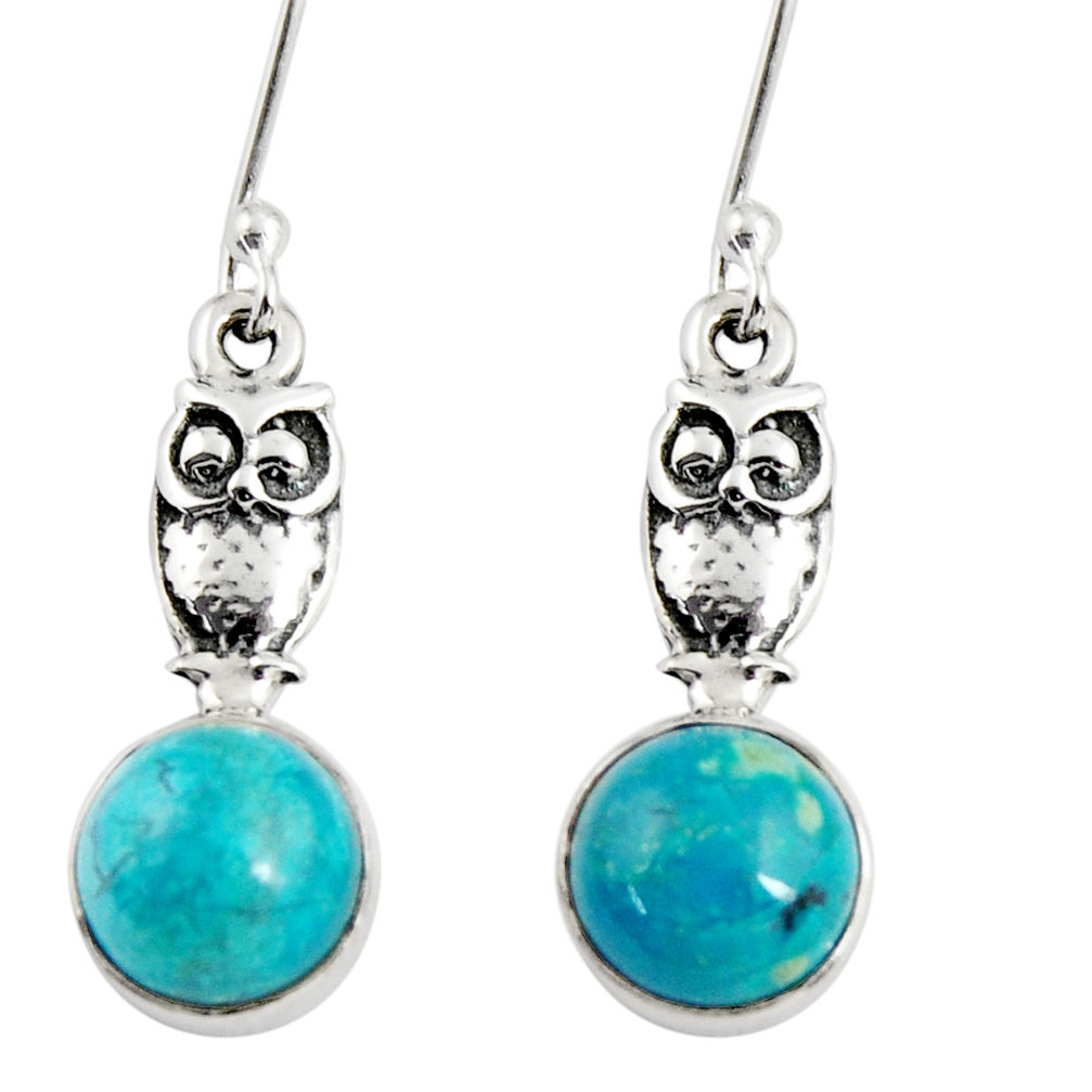 ver 5.87cts natural green chrysocolla owl earrings d38436