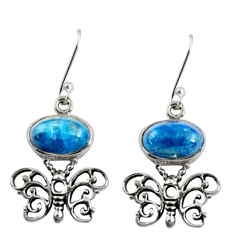 blue apatite (madagascar) 925 silver butterfly earrings d38439