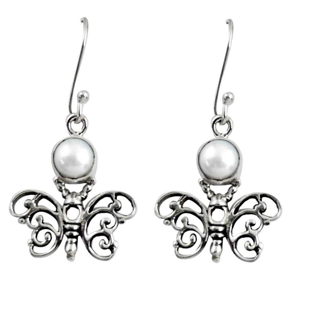 925 sterling silver 2.52cts natural white pearl butterfly earrings d38440