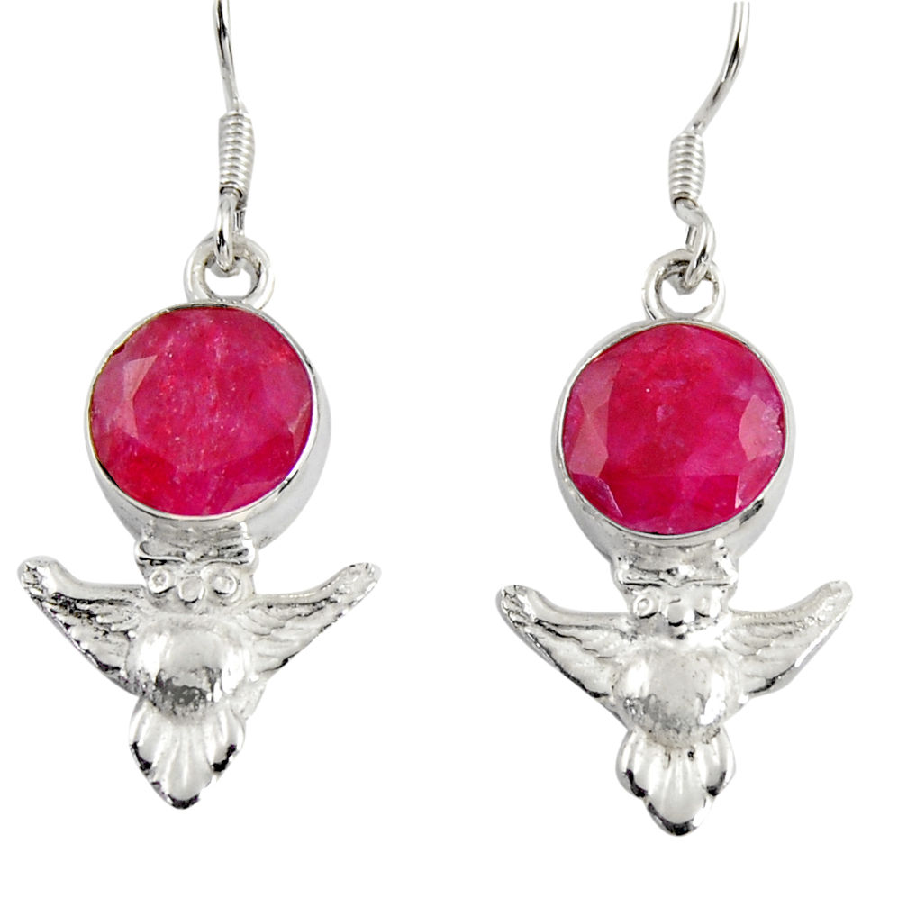 red ruby 925 sterling silver owl earrings jewelry d38443