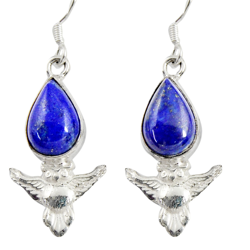 blue lapis lazuli 925 sterling silver owl earrings d38447