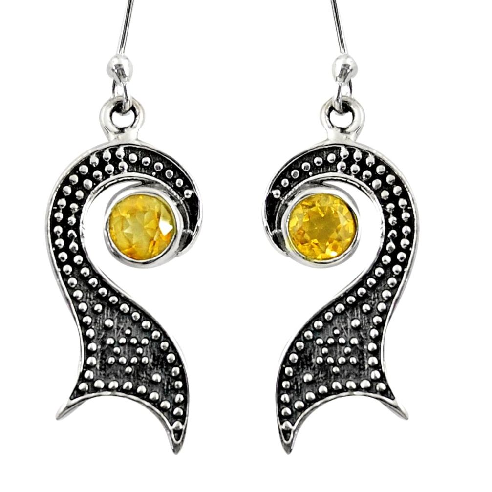 925 sterling silver 3.61cts natural yellow citrine dangle earrings d38464
