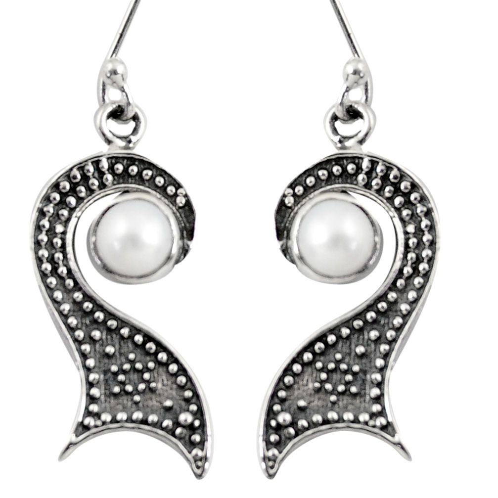 white pearl 925 sterling silver dangle earrings jewelry d38465