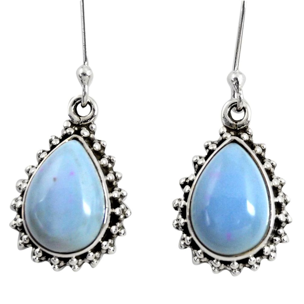 925 sterling silver 9.43cts natural blue owyhee opal dangle earrings d38475