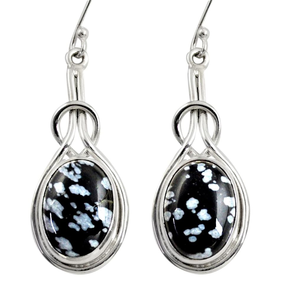 11.89cts natural black australian obsidian 925 silver dangle earrings d38476