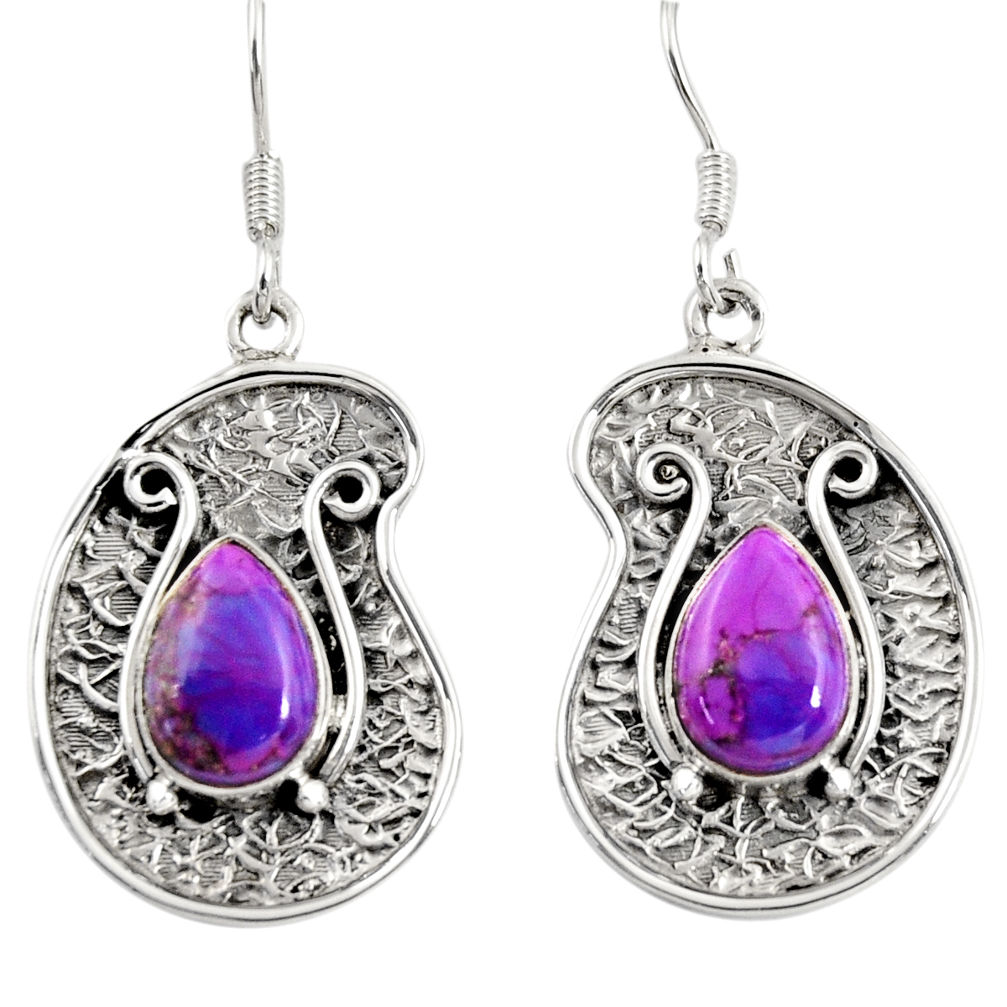 5.30cts purple copper turquoise 925 sterling silver dangle earrings d38502