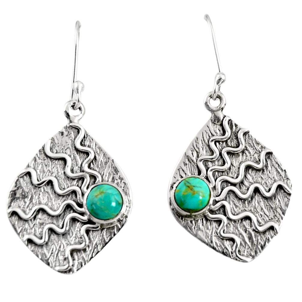 925 silver 2.28cts green arizona mohave turquoise dangle earrings jewelry d38504